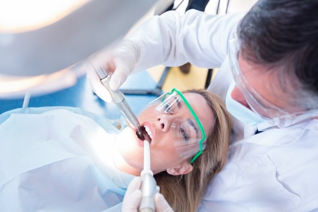 Patient visiting the dentist for root canal therapy.