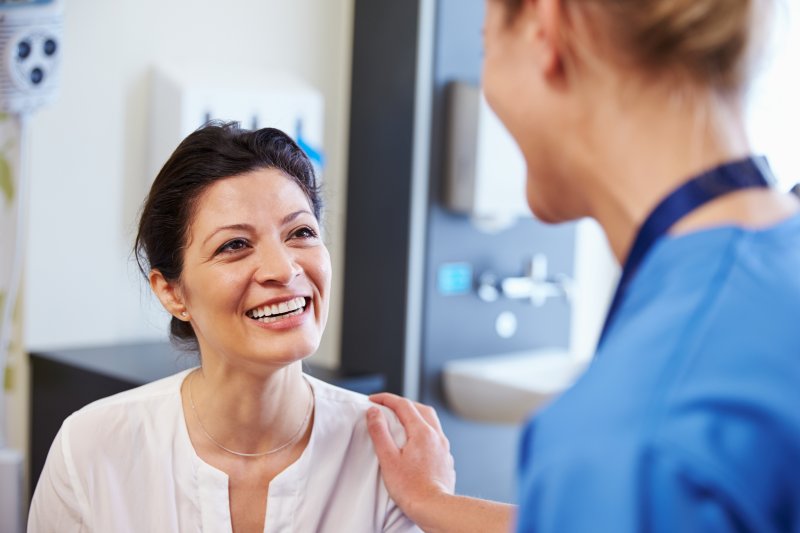 Patient smiling at dental checkup